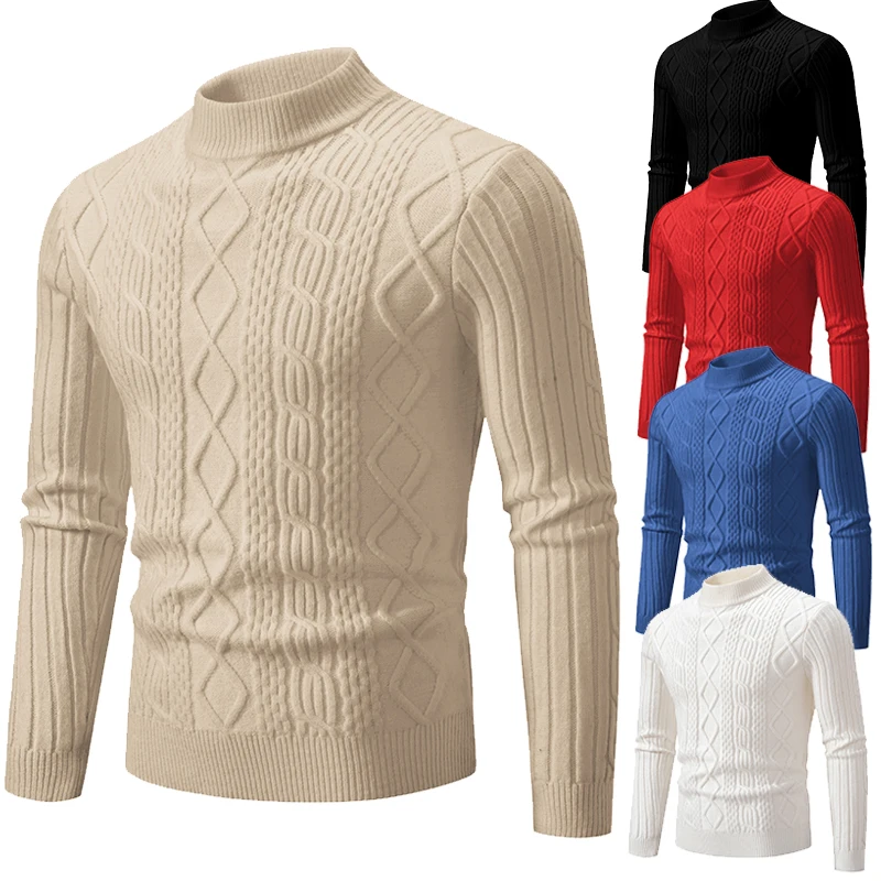 Мужской трикотажный пуловер в полоску с круглым вырезом