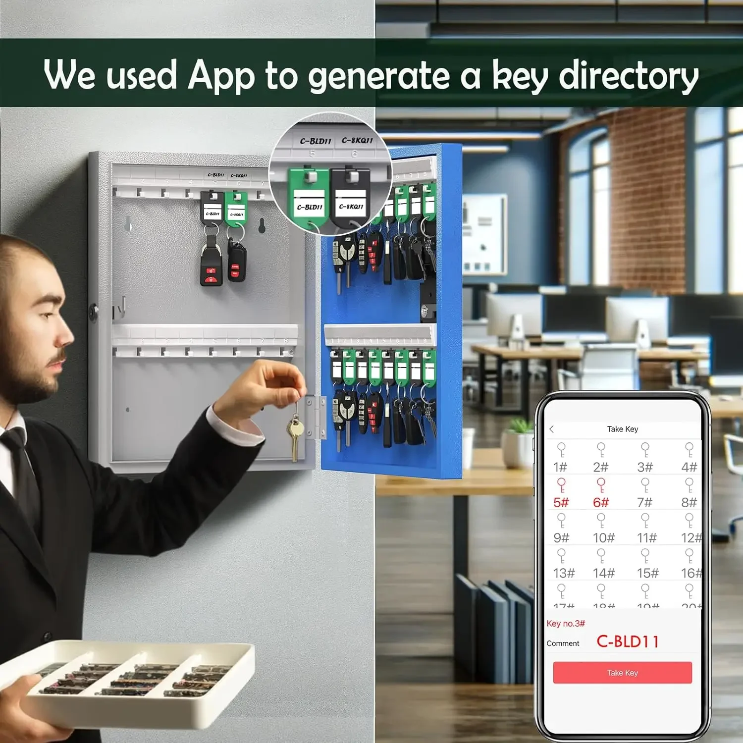Настенный Сейф для ключей (32 ключа) умный шкаф приложение Bluetooth/единовременный