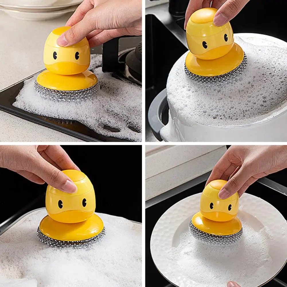

Great Pot Brush with Stand Replaceable Head Cute Ducks Handle Dish Bowl Washing Brush Scrub Brush Cleaning Brush