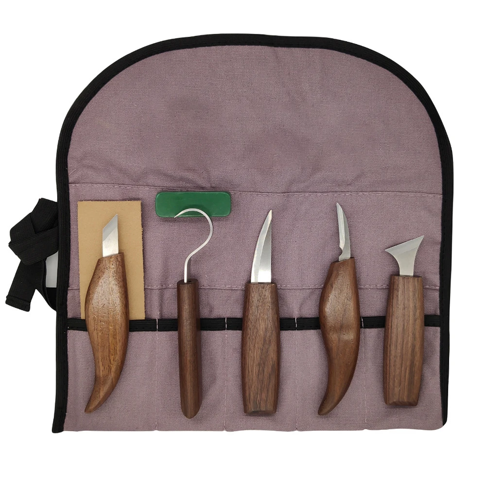 

8PCS Woodworking Carving Knife Chisel Tool Set Wood Cutter Chrome Vanadium Steel Blade with Walnut Handle Portable Storage Bag