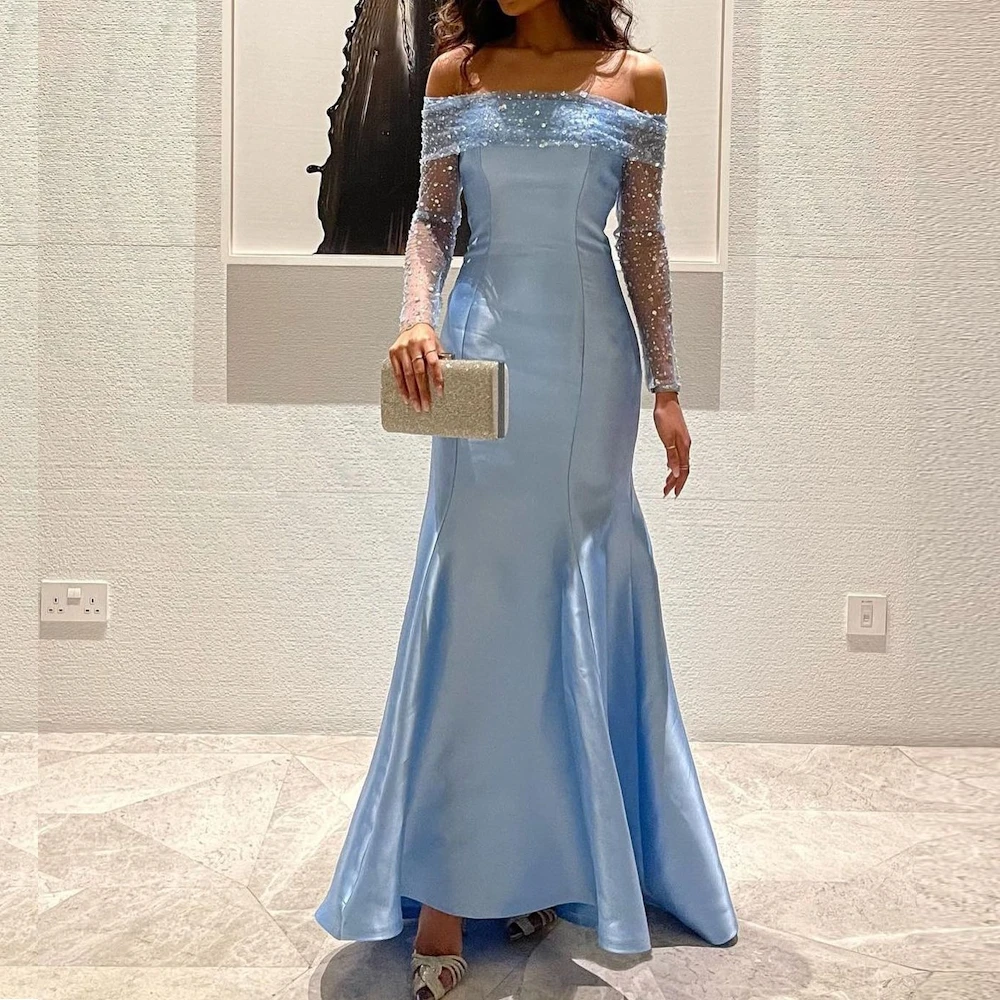 

Женское Изысканное вечернее платье ROSELLA на одно плечо с блестками, Элегантное синее платье до щиколотки для выпускного вечера, новинка 2023