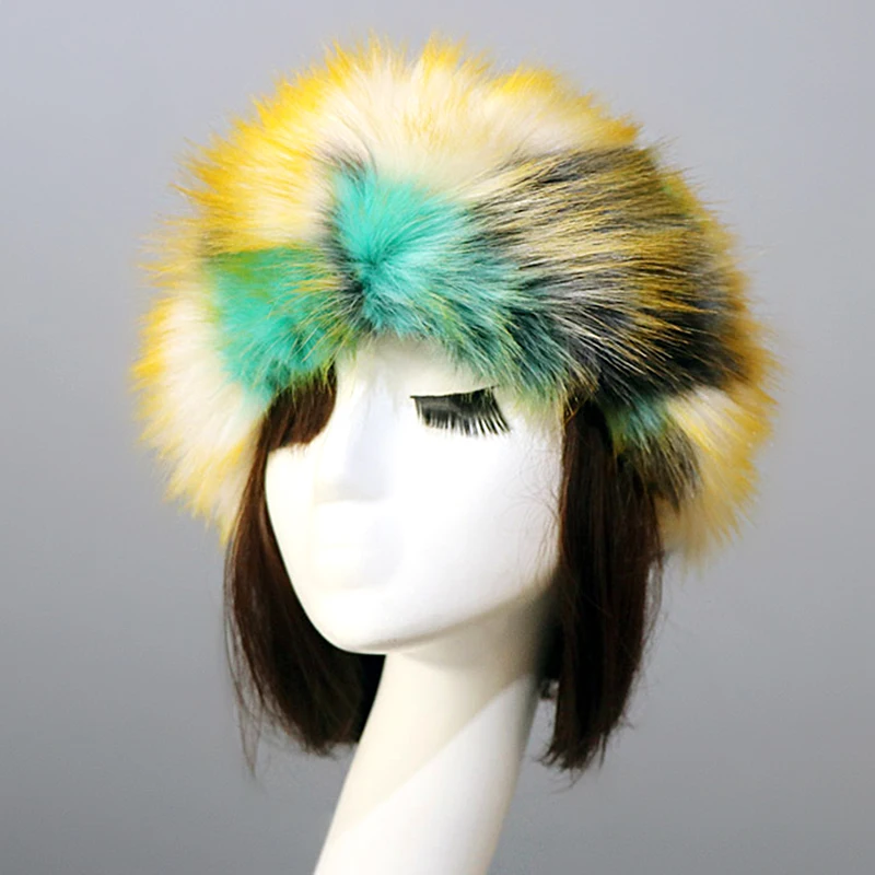 

Women Caps Earmuff Ear Warmer Faux Fur Hats Headband Russian Fluffy Fleece Winter Outdoor Plush Thickened Colorful Brimless Hat