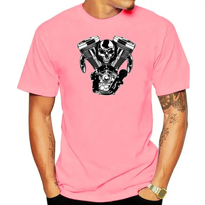 

Men tshirt Motor V Skull Vintage Classic T Shirt women T-Shirt tees top