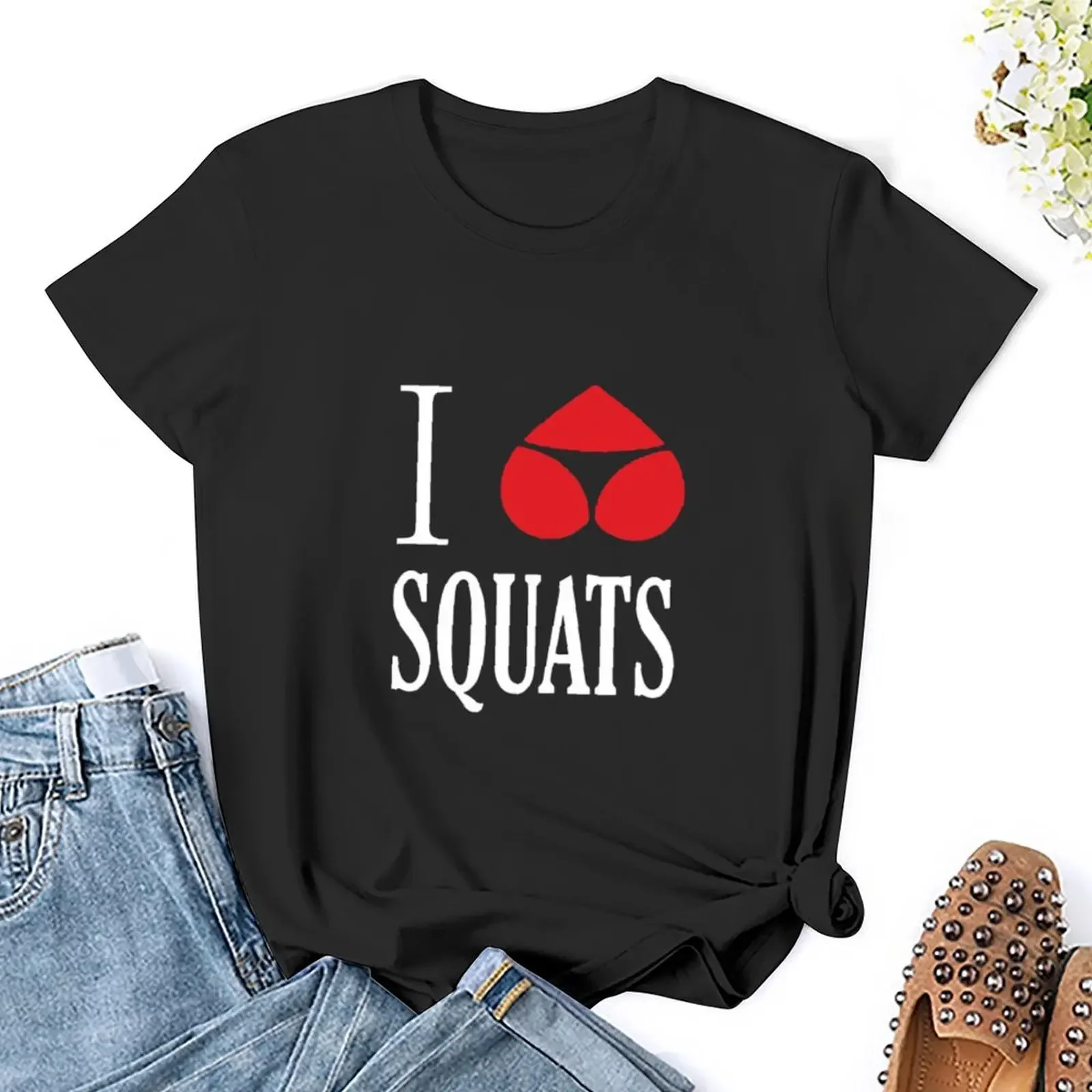 Футболка I Heart Squats приклад стринги аниме одежда женская Рубашки Графические