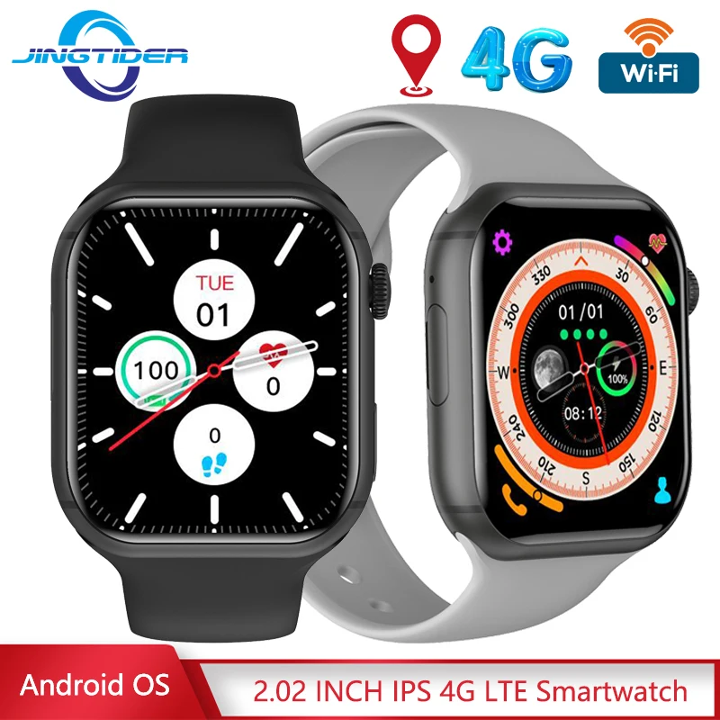 JingTider 4G Smart Watch Men Women Android OS 4GB 64GB Quad Core GPS Smartwatch Wifi 4G LTE 2.02