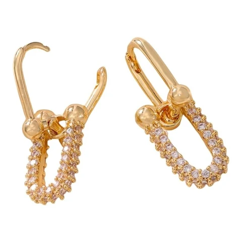 Серьги-кольца Huggie U-образные с цирконием