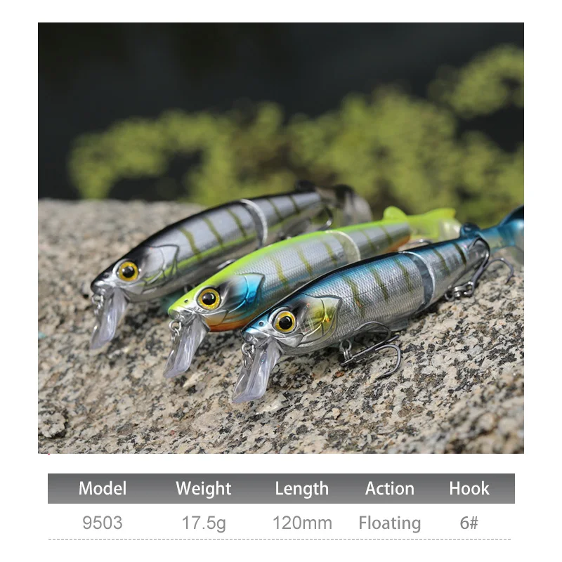 KINGDOM Fishing Lures Multi Jointed 120mm Floating Surface Hard Baits Minnow Swimbait Trout Wobblers Soft T-tail Fishing Lure enlarge