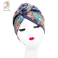 fashion cotton print hijab hat women african swirl flower turban cap muslim headscarf bonnet beanie hats india ladies chemo caps