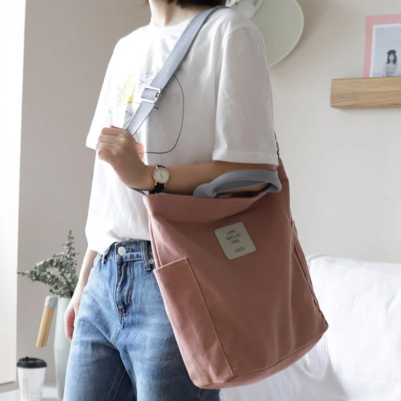 

Korean Canvas Shoulder Bag Zipper Luxury Women Bags Designer Women Messenger Bag Female Simple Handbag Letter Printing tote