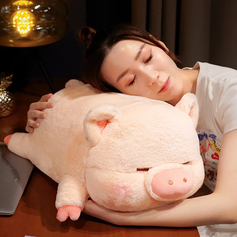 

New 40-60cm Chubby Pig Stuffed Doll Lying Plush Piggy Toy Animal Soft Plushie Pillow for Kids Baby Comforting Birthday Xmas Gift