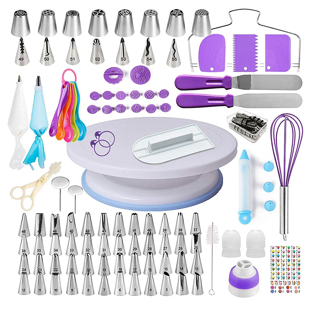 

137pcs/set Pastry Decorating Set Turntable Cake Piping Baking Tools Kitchen Dessert Icing Kit Baking Supplies Sets