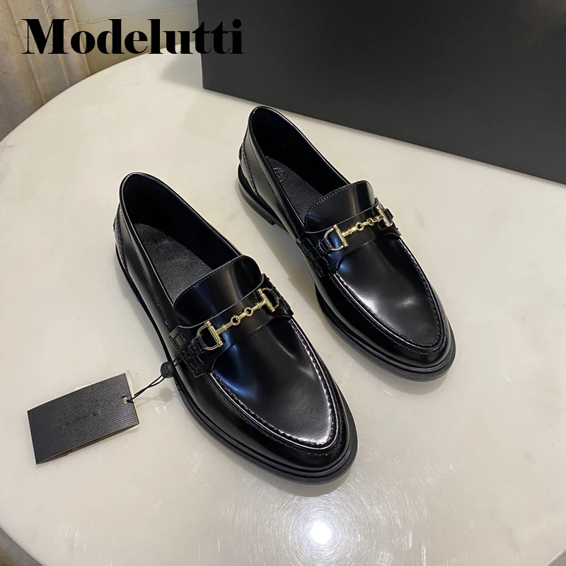 Мокасины женские винтажные из натуральной кожи с металлическим кольцом и