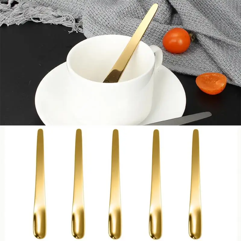 

5Pcs Tea Spoon stainless Steel Cake Fruit Spoons For Dessert Small Coffee Scoop Gold Dessert Tools for Snack Dinnerware