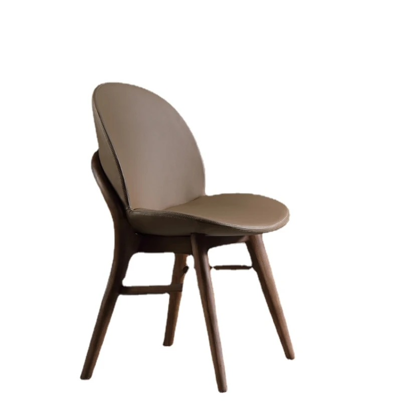 

YY Silent Style Solid Wood Chair Modern Minimalist PU Leather Armchair