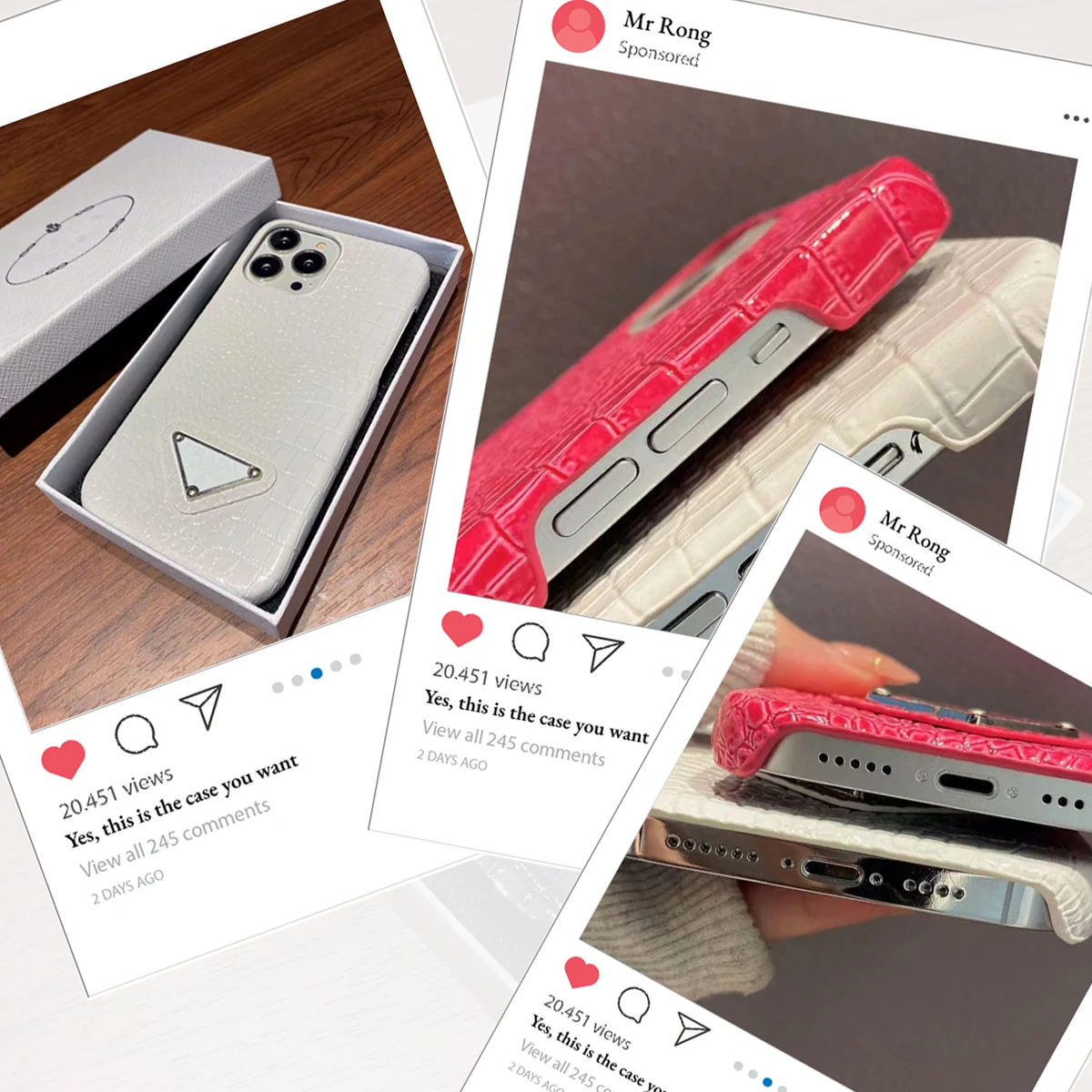 

High end crocodile print, triangle logo, gift box, suitable for iPhone 11 12 13