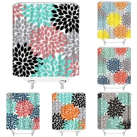 multicolor dahlia flower shower curtain bathroom decor colorful abstract blossom floral polyester fabric bath curtains turquoise