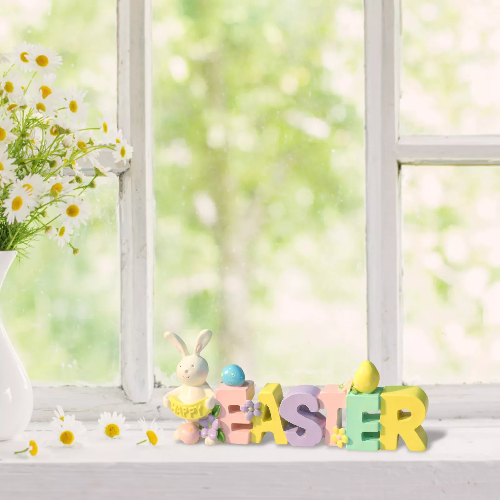 

Hand-Painted Easter Bunny DecorResin Bunny Statue Easter Decor Resin Rabbit Figurine Statue For Spring Easter Decoration Easter
