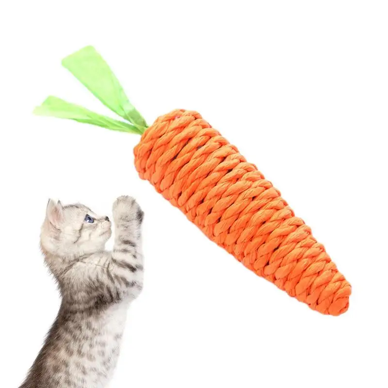 Carrot Cat Toy Paper Rope Pet Teeth Chewing Toy Indoor Cat Toy Built-in Bell Carrot Toy Cat Entertaining Toy Cat Toy Pet