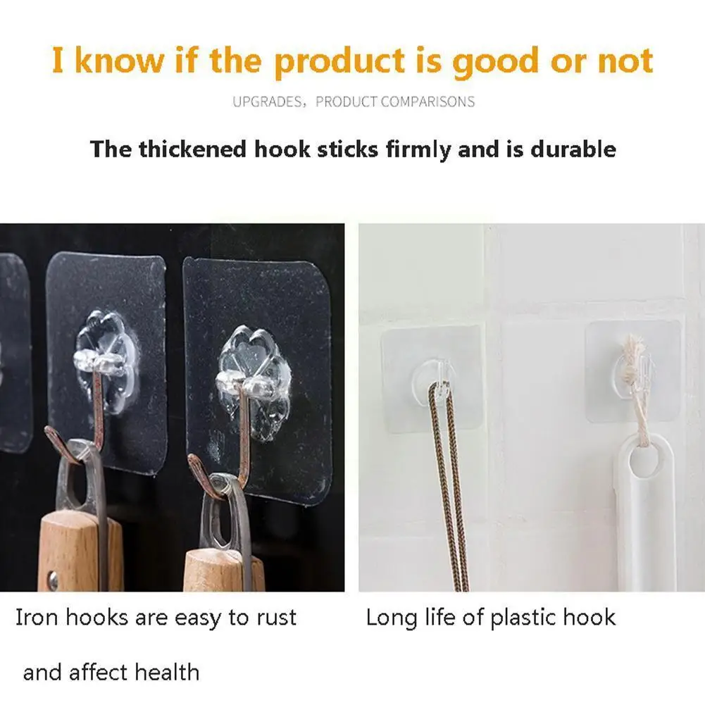 

Home Transparent Wall Hook Strong Self Adhesive Door Wall Hangers Hooks Suction Heavy Load Rack Cup Sucker For Kitchen Bath R7Q2