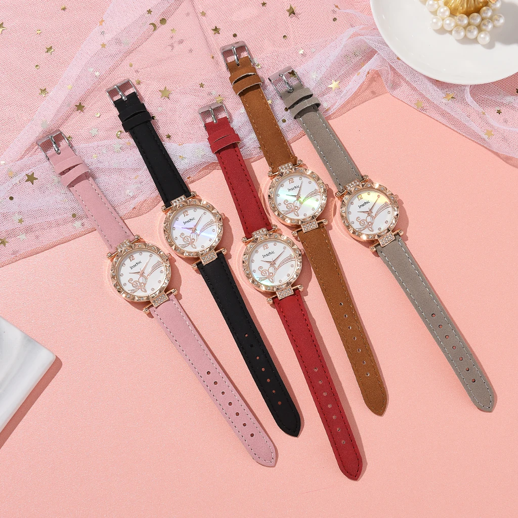 Female 2022 New Luxury Ladies Watch Bracelet Set Quartz Wristwatch 2 PCS Set Women Watch Clock Gift Leather Strap Reloj Mujer