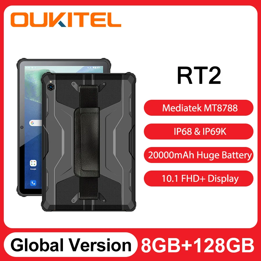 

Глобальная версия Oukitel RT2 защищенный планшет 10,1 дюймов FHD + 20000 мАч 8 ГБ + 128 ГБ Android 12 планшеты 16 МП камера 33 Вт зарядная панель