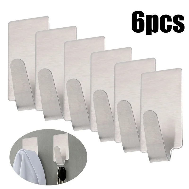 

Strong Hooks Self Stainless Steel Adhesive Wall Hooks Kitchen Home Bathroom Keys Bags Coat Hanger Storage Hanging Holder Rack