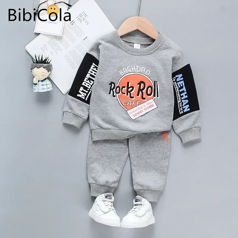 

Baby boy clothes spring and autumn fashion cartoon letter cotton hooded sweater 2-piece suit suits for boys children's clothes