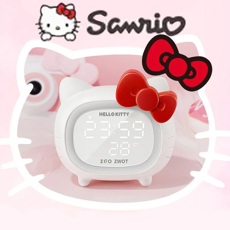 

Kawaii Sanrio Hello Kitty Bluetooth Audio Lighting Alarm Clock Cute Simple Ins High Value Children Student Smart Alarm Clock