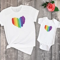 family matching clothes rainbow colors print t shirts girls christmas outfit matching mother daughter clothes birthday tees love