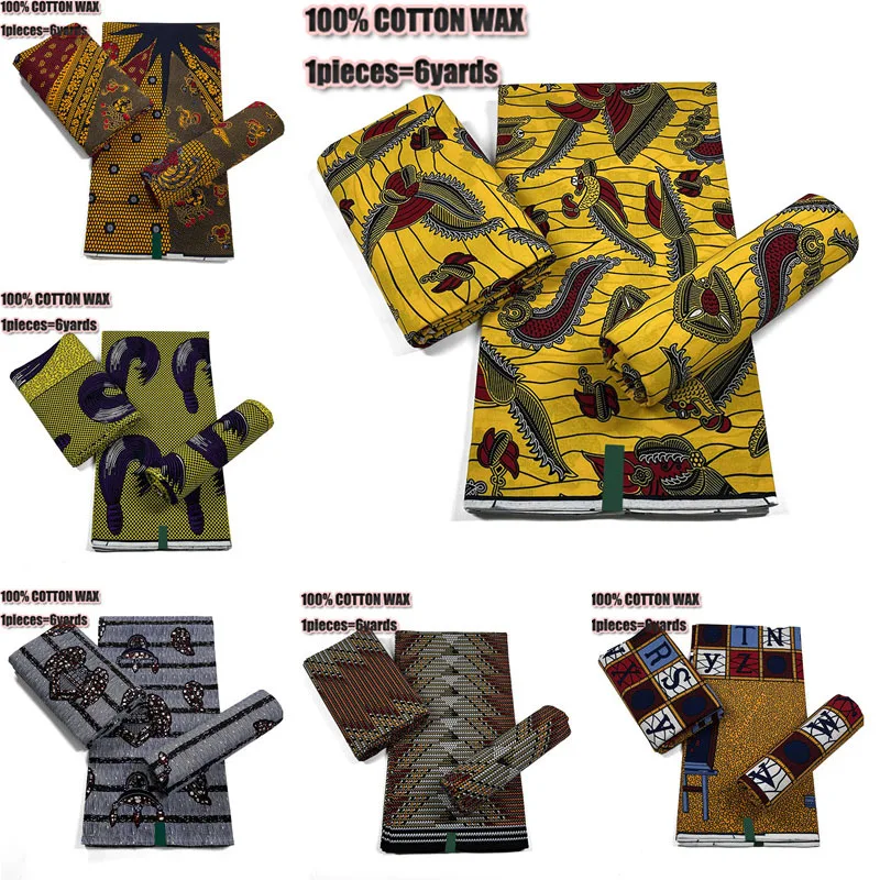 

New African Wax Print Ankara Fabrics 100% Cotton Nigerian style patchwork sewing Guaranteed Veritable Real Wax For Dresses