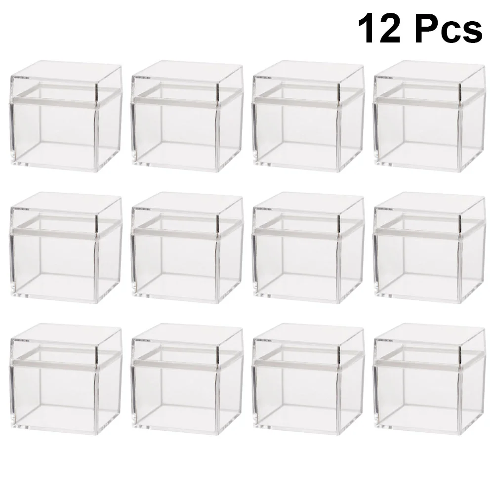 

12pcs Cupcake Treat Boxes Bridal Shower Favor Boxes Food Storage Containers Cake Plastic Container