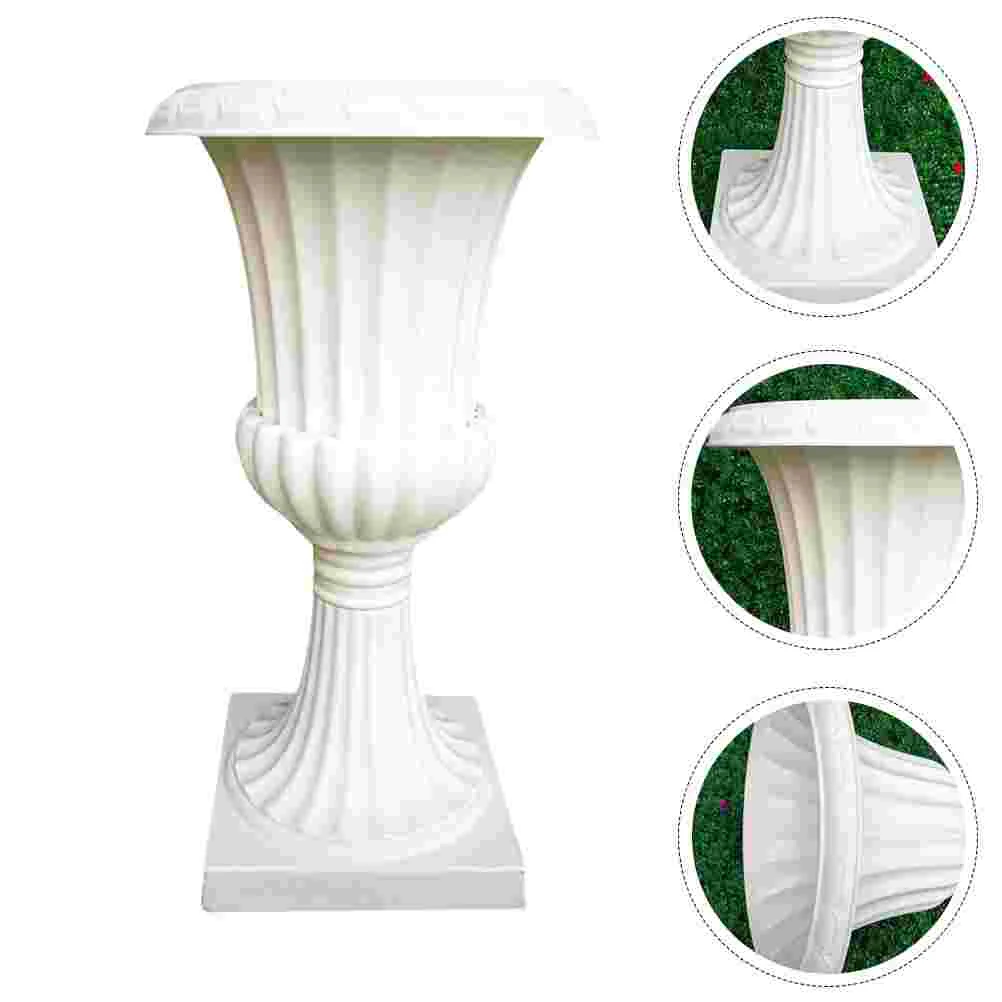 

1Pc Balcony Flowerpot Road Guiding Plant Container Roman Pillar Flowerpot White