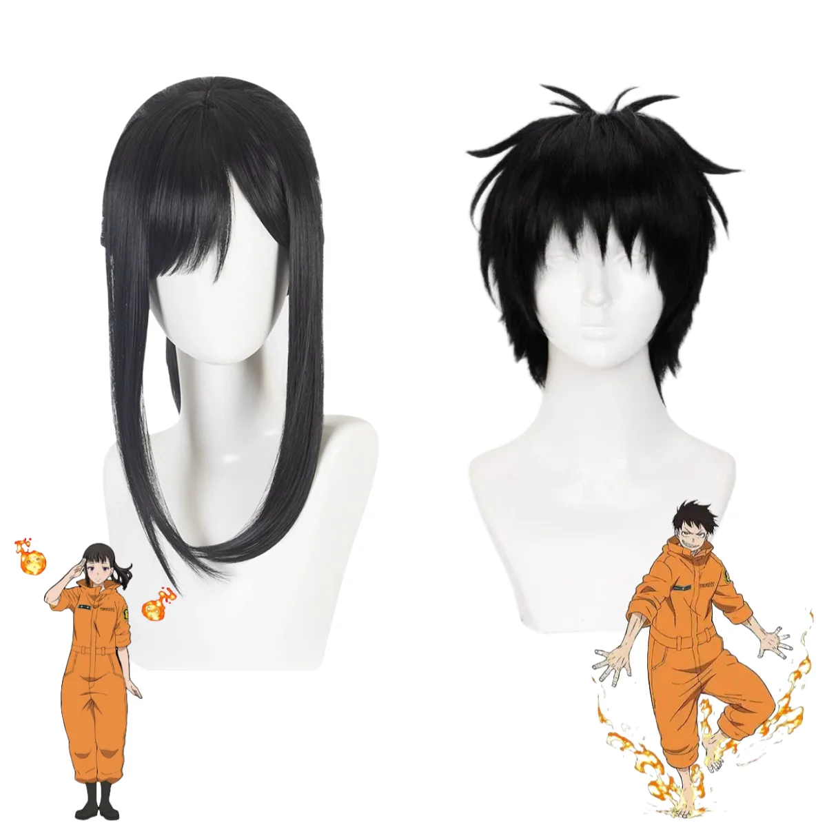 Аниме Fire Force Shinra Kusakabe Maki Oze Косплей Костюм Желтый Комбинезоны с длинными рукавами Униформа Парик Мужчина Женщина Костюм на Хэллоуин (art.: 3920d30ffe9be) - 3920d30ffe9be