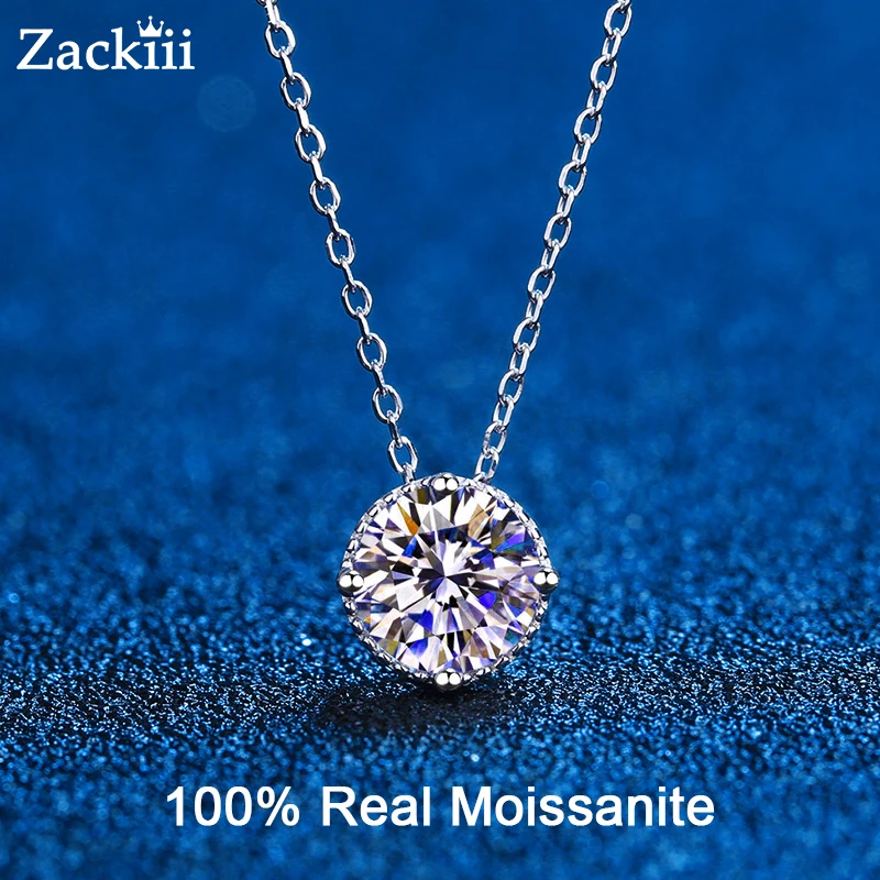 Ожерелье из серебра 925 пробы с муассанитом карата и пресноводным