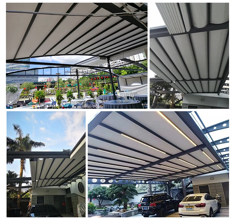 

outdoor pavilion courtyard aluminum alloy awning villa terrace pavilion electric folding telescopic canopy