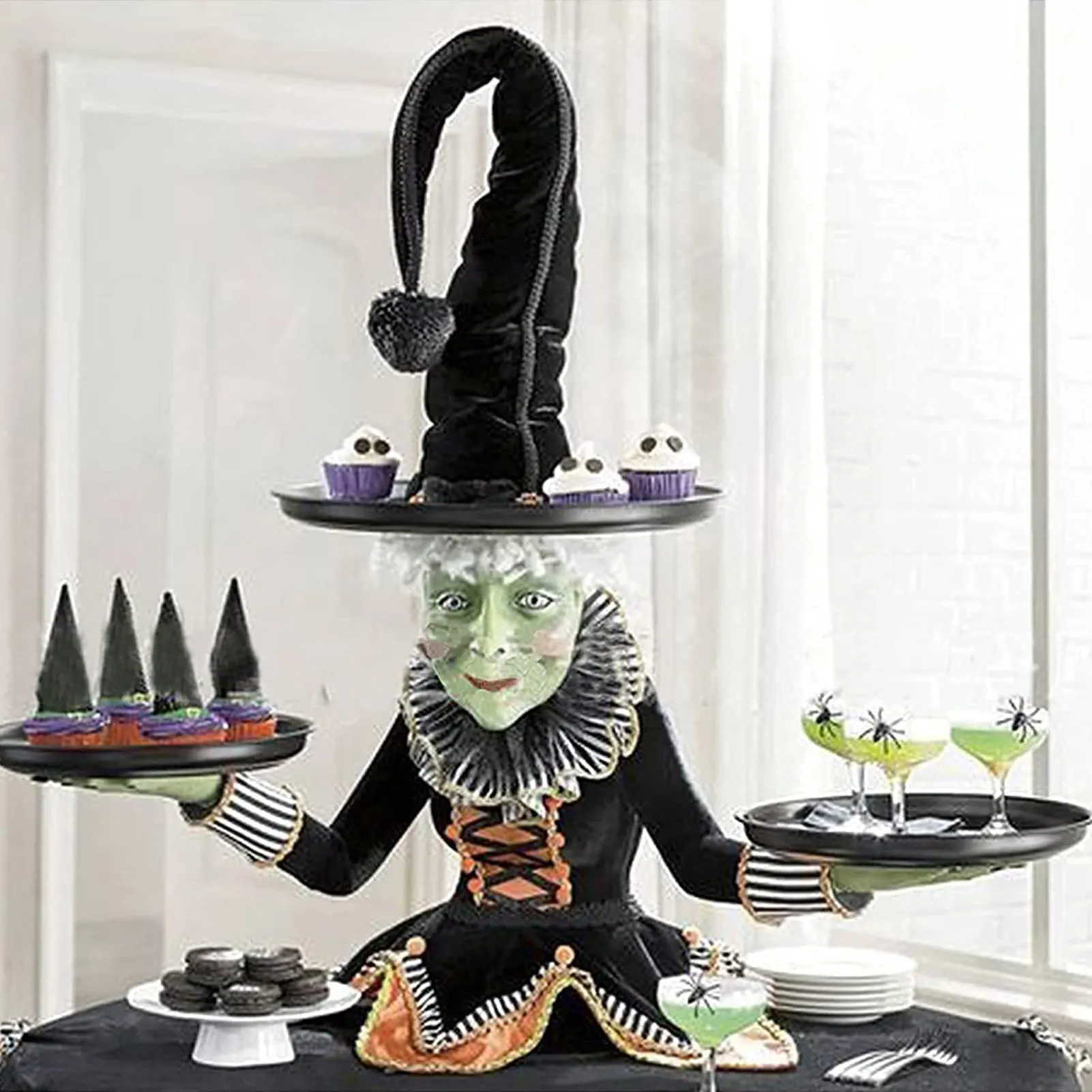 

Креативная настольная подставка с ведьмой на Хэллоуин, подставка для закусок, подставка для фруктового салата, искусственная тарелка, поде...