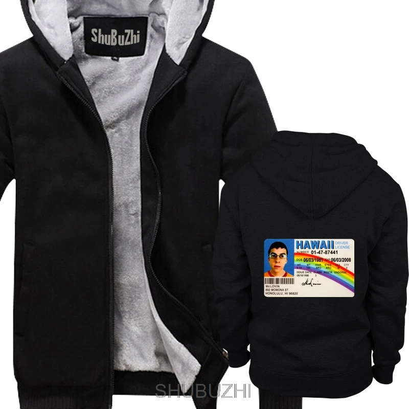 

Mclovin id card superbad geek Mens Cotton hoodie men fashion winter jacket male warm coat brand hoodies sbz4459