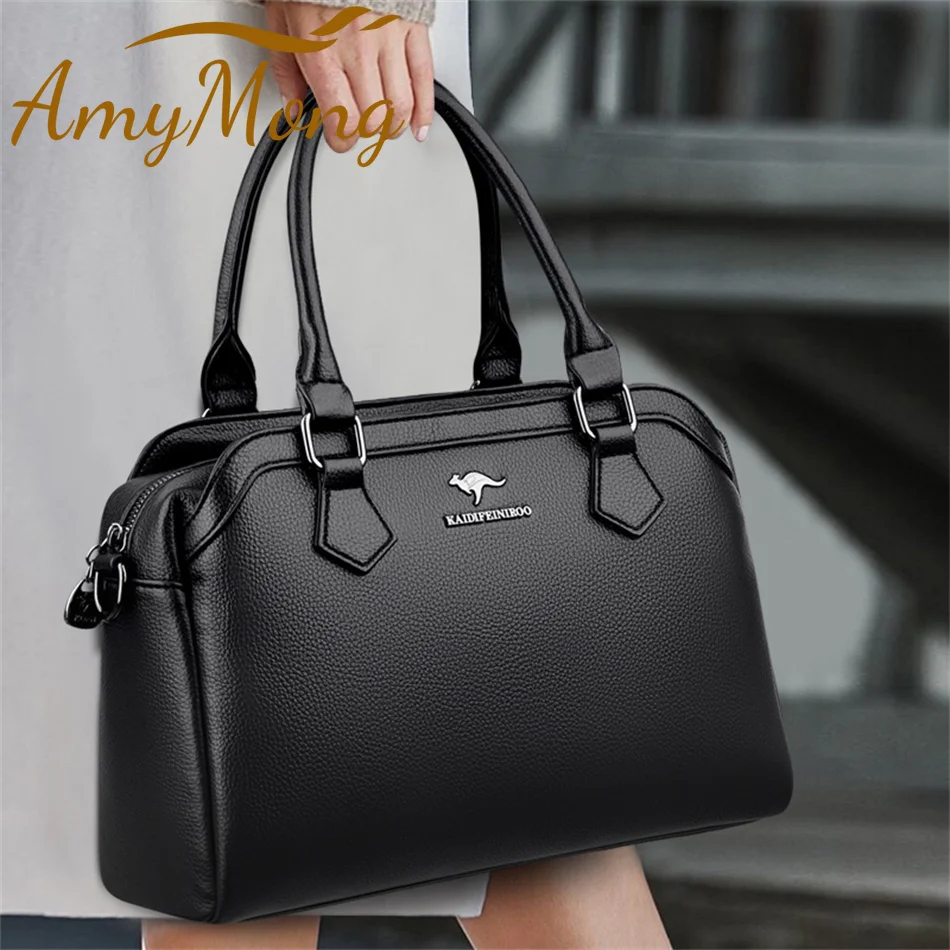 

Multi-pocket Handbag Purses Genuine Cowhide Leather Shoulder Bag Luxury Designer 2023 Messenger Sac Elegant Tote for Women