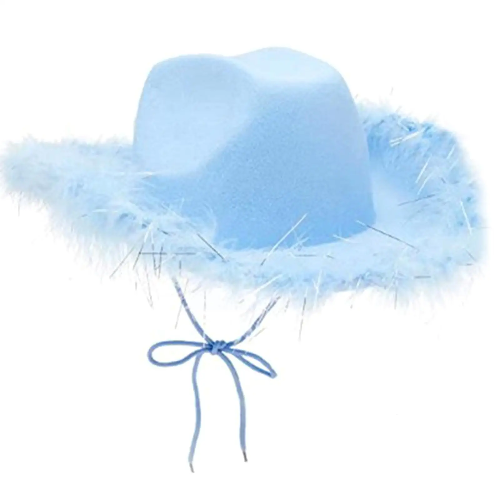 

Western Cowboy Caps Blue Cowgirl Hat for Women Girl Tiara Cowgirl Hat Holiday Costume Party Hat Sequin Feather Edge Fedora F5E7