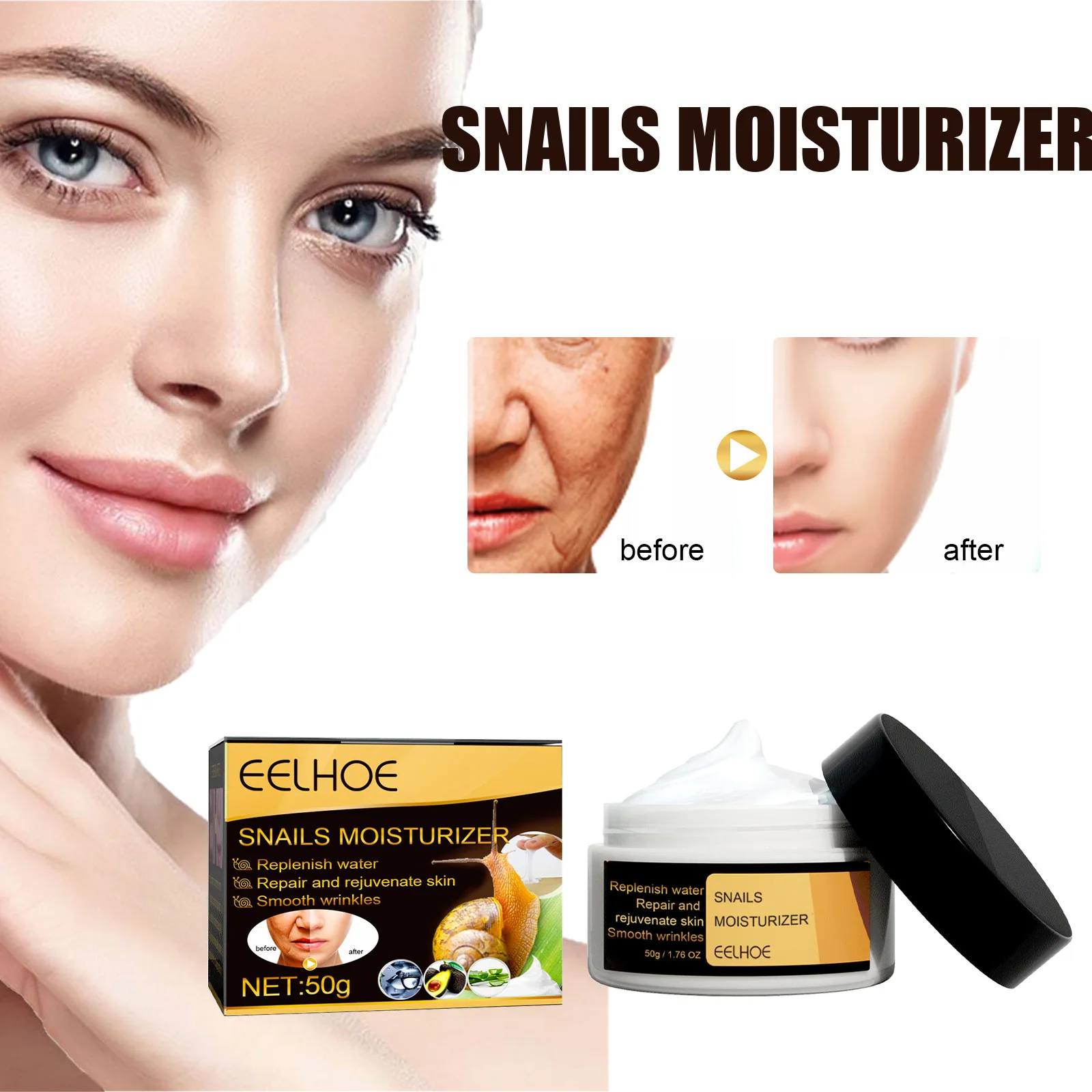 

Korean Snail Facial Rejuvenating Cream Anti Aging Wrinkle Remove Skin Care Emulsion Lifting Whitening Face Moisturizer Cosmetics