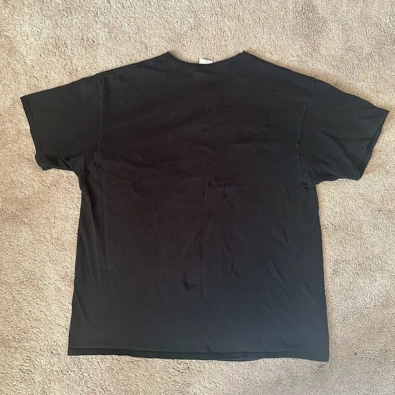 Винтажная черная футболка Y2K Cyber Skull w/наушники с графическим принтом XL