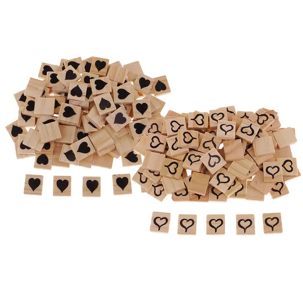 

100x Unfinished Printed Wooden Blocks Puzzle Tiles For DIY Craft