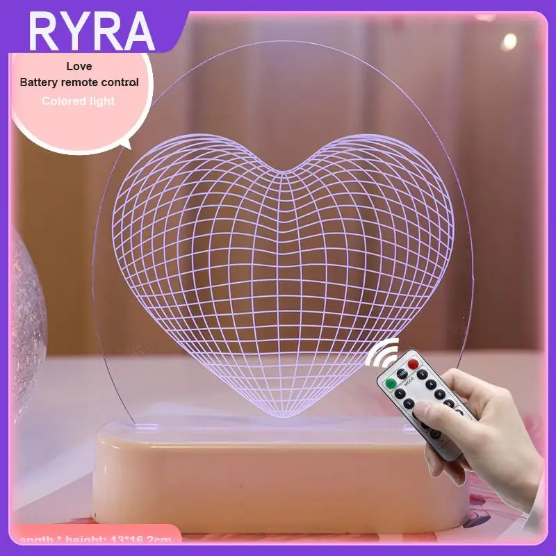 

3D Night Lamp Acrylic Desktop Nightlight Romantic Love 3D Lamp Valentine's Day Boys And Girls Gift Bedroom Bedside Table Lamp