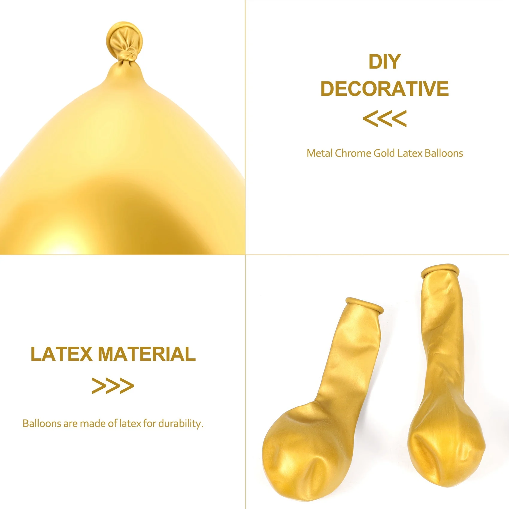Шары латексные золотистые металлические хромированные 5 дюймов 100 шт.