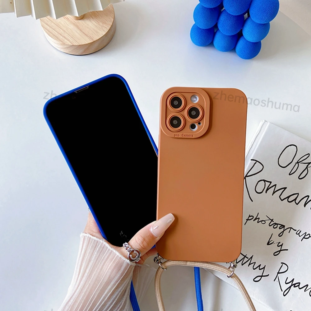 new crossbody necklace cord lanyard square liquid silicone phone case for iphone 13 12 11 pro xs max x xr 7 8 plus se soft cover free global shipping