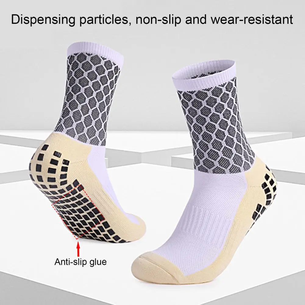 

Football Socks Anti-slip Shock Absorption Thicken Men Mid Calf Towel Bottom Soccer Sports Grip Socks for Riding