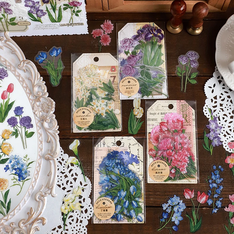 

30 Pieces Assorted Pretty Flower Stickers Decoration Scrapbooking Decoration Journal Sketchbook Card Journal Intime Art Supplies