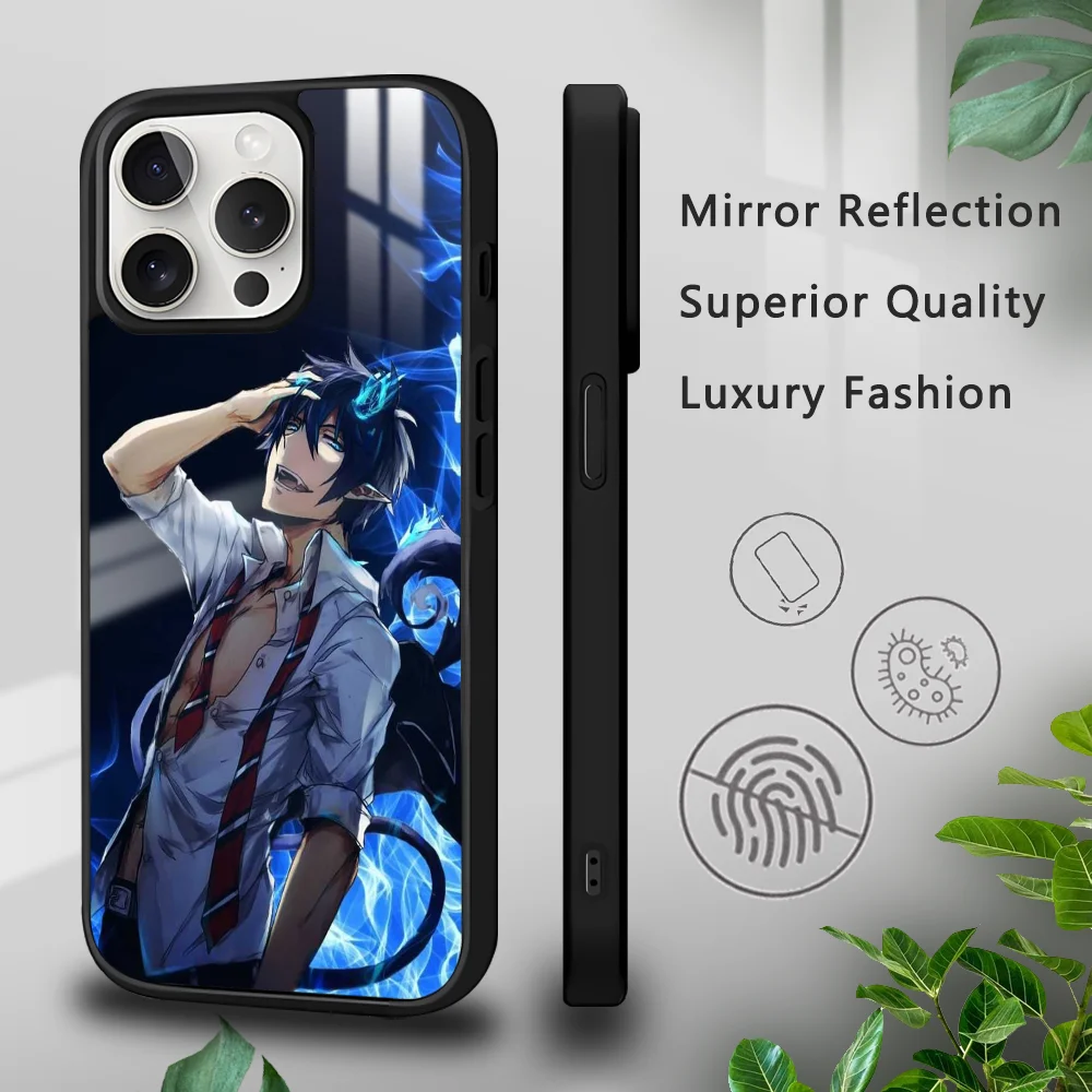 Blue E-Exorcist Cartoon Anime Phone Case For iPhone 16 15 14 13 12 11 Pro Xs Max Mini Plus Celulares Hard Funda