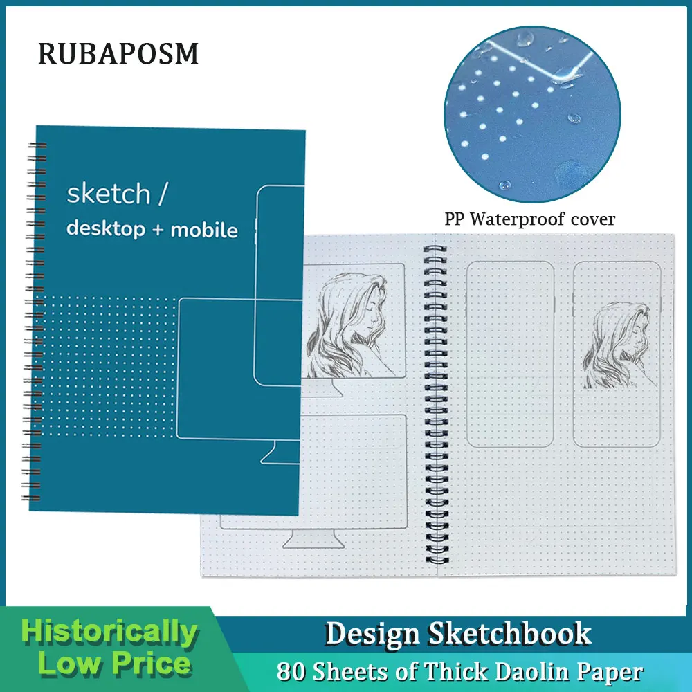 

New Double Coil Spiral B5 Notebook Mobile Computer Display Creative Sketch Booklet Dot Matrix Design Drawing Sketchbook Diary