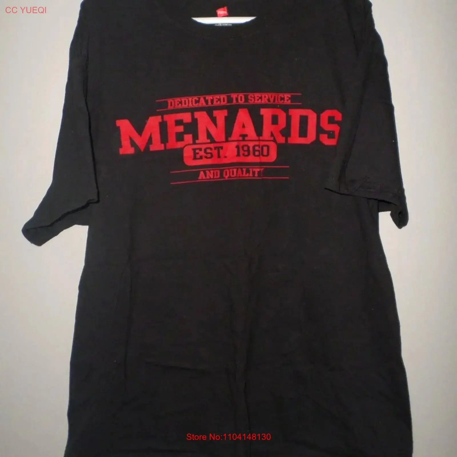 Фото Футболка с логотипом MENARDS, размер XL, с цепным узором, винтажная, 1960-х годов, в стиле колледж, дышащая, модная, стильная, с эффектом потертости. №1
